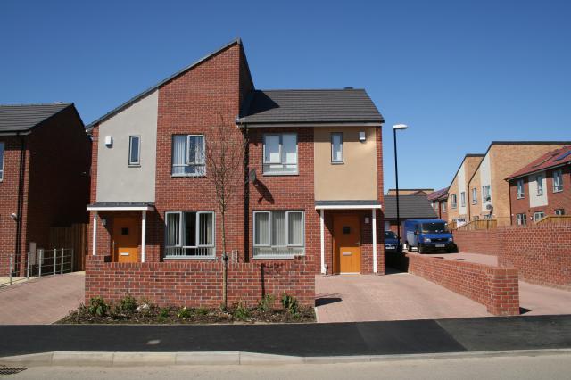 St Catherine's, Castletown, two semi detached 2 bed house types with different elevational treatments